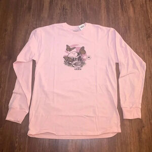 Vans Pink Skull Skutterfly T-Shirt LS Medium NWT